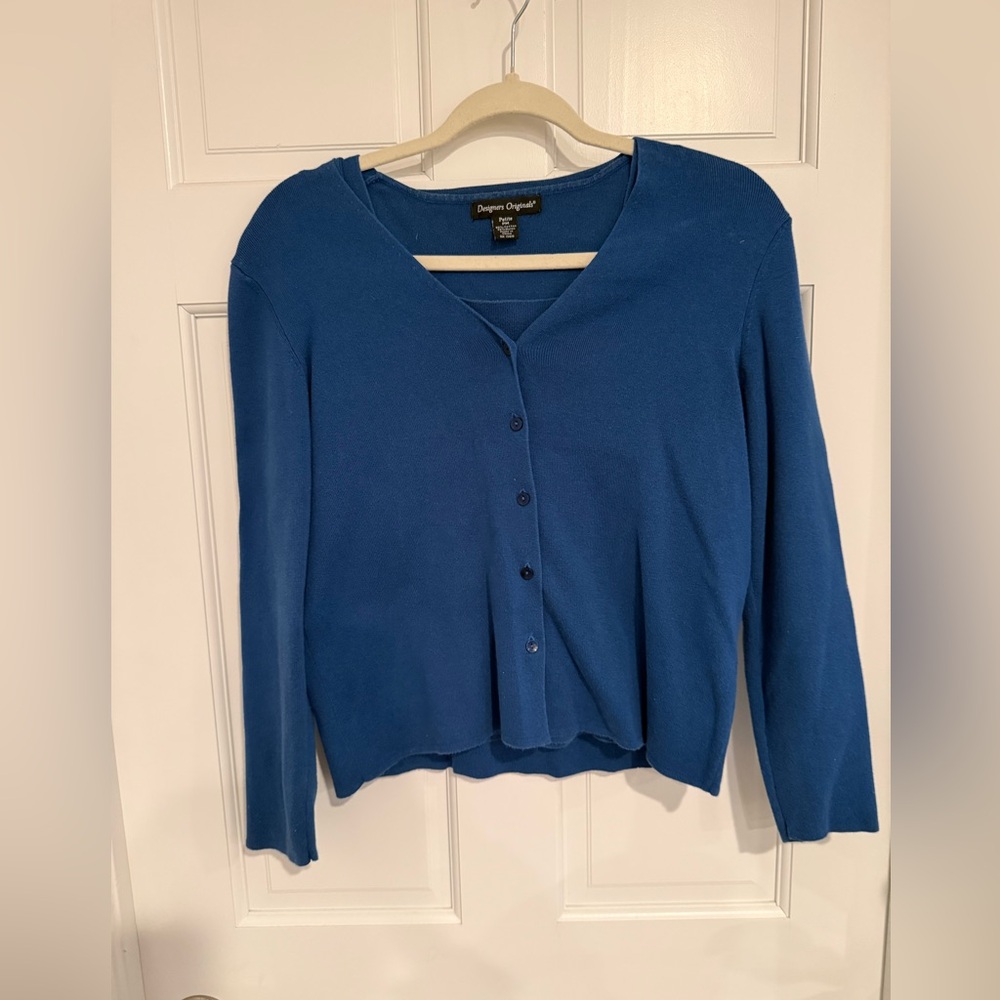 Vintage Designers Originals Blue Knit Cardigan & Tank Set | Petite PM